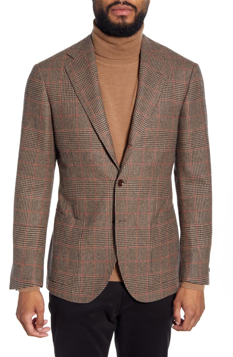 Ring Jacket Balloon Trim Fit Glen Plaid Sport Coat, Main, color, 