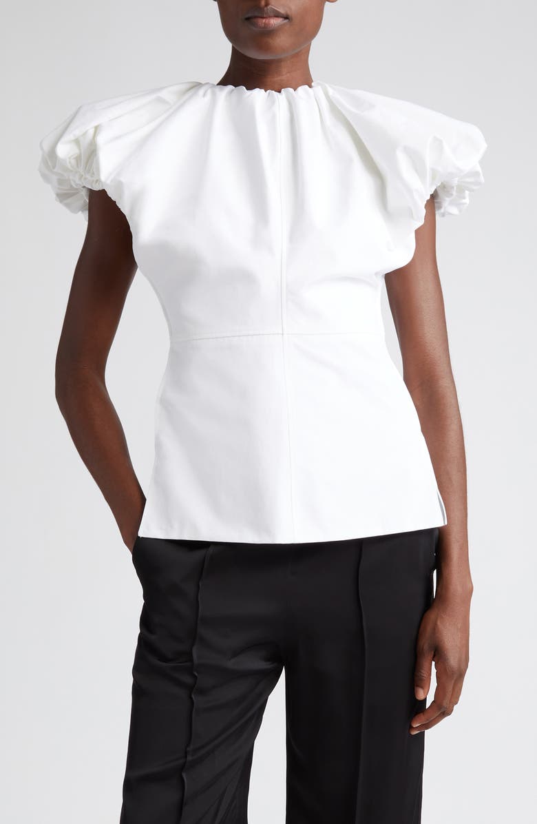 Jil Sander Ruffle Cap Sleeve Top, Main, color,