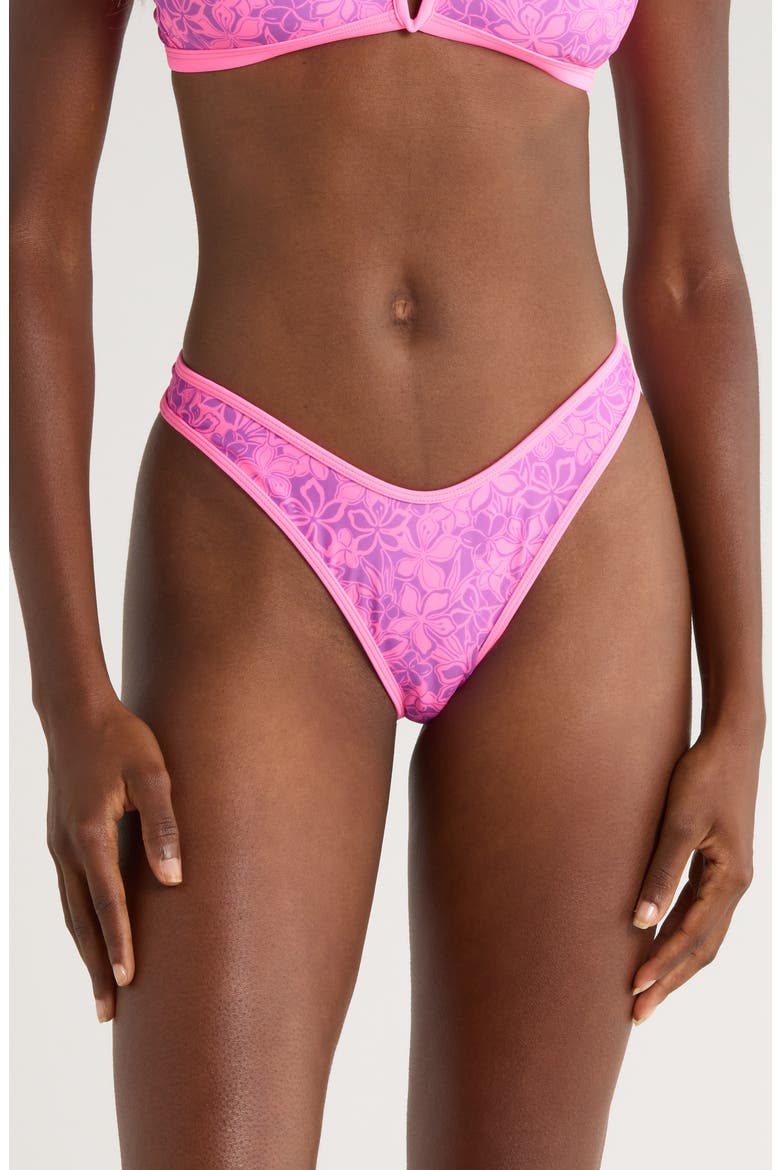 High Cut Thong Bikini Bottoms, Main, color, BUBBLE BERRY