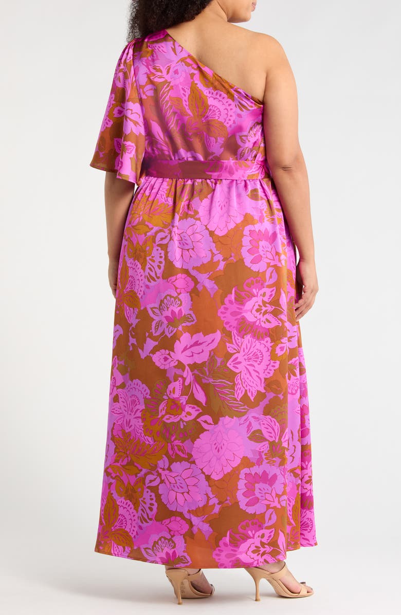 SUGARLIPS Lorian Floral Print One-Shoulder Maxi Dress, Alternate, color, Rust-Magenta
