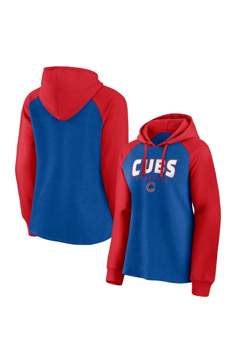 FANATICS Women's Fanatics Branded Royal/Red Chicago Cubs Recharged Raglan Pullover Hoodie, Alternate, color, 