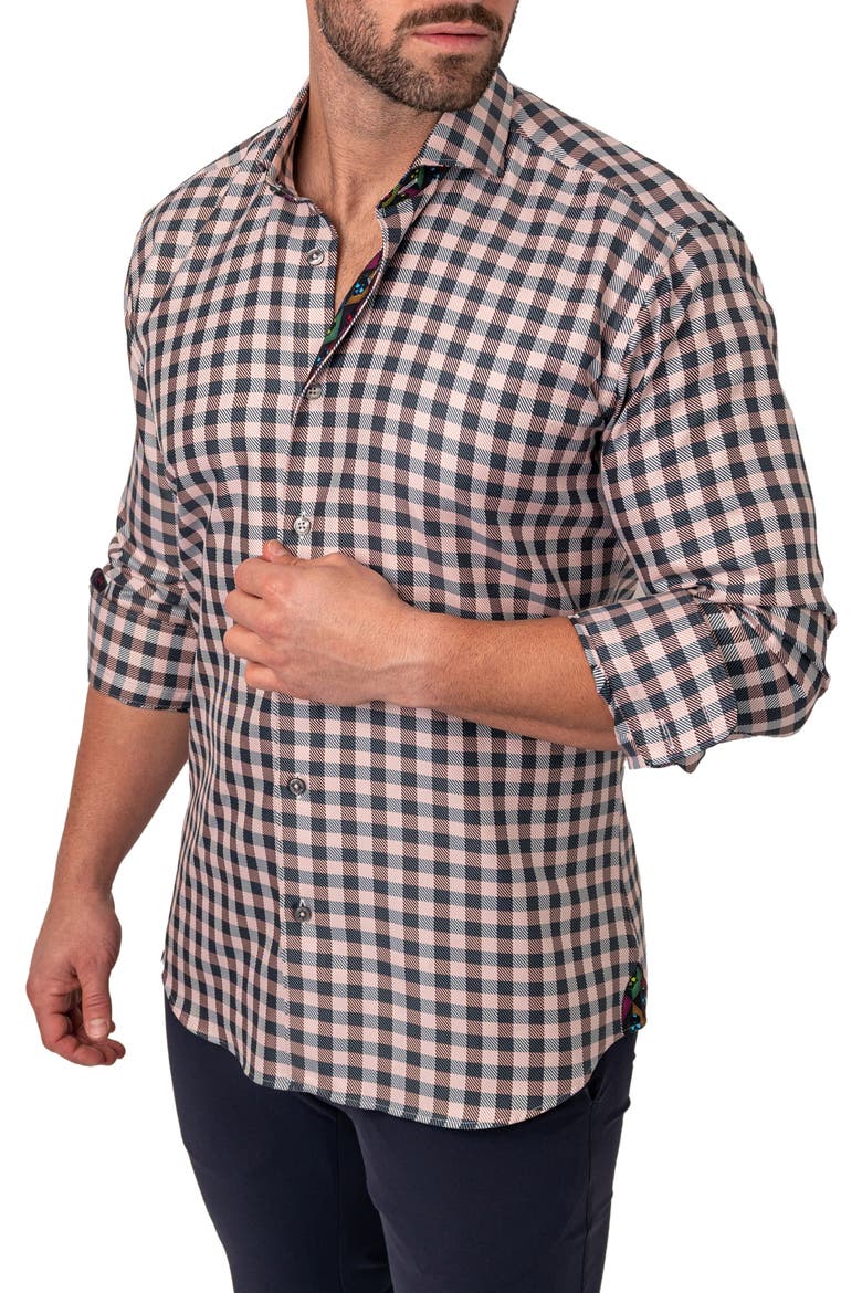 Einstein Squares White Regular Fit Plaid Button-Up Shirt, Alternate, color, WHITE