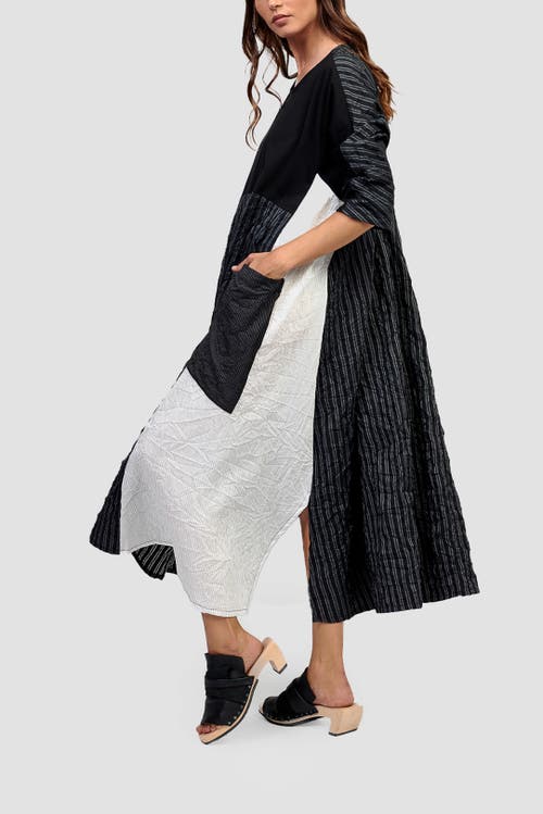 Alembika Patchwork A-line Maxi Dress In Black/white