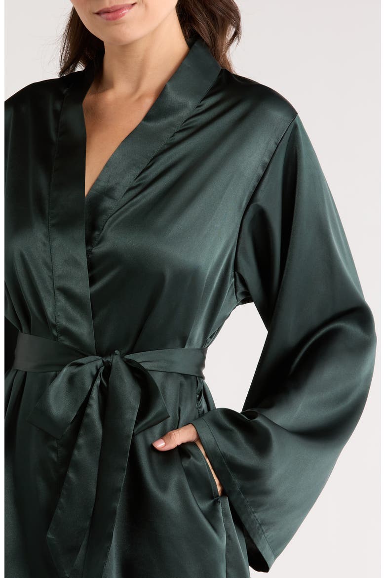 Satin Robe, Alternate, color, FOREST GREEN