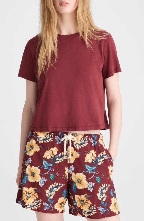 Boxy Crop Cotton Slub T-Shirt