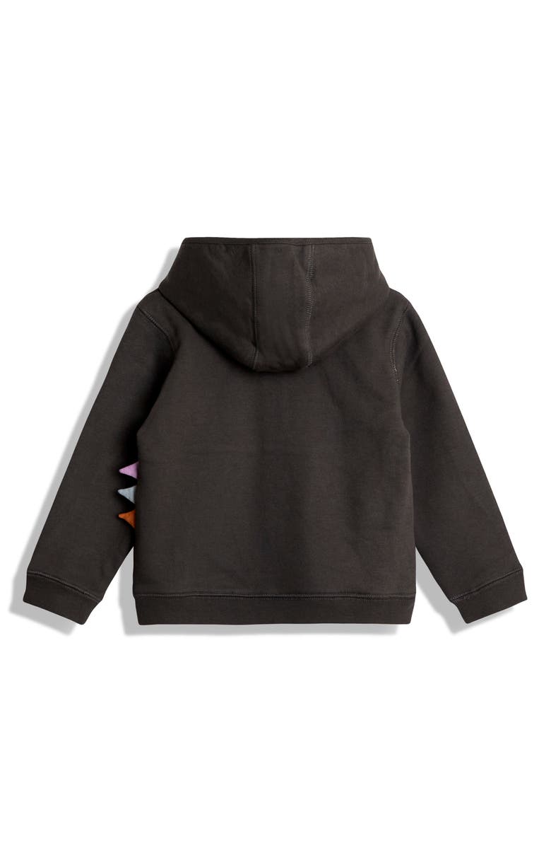 JOJO MAMAN BEBE Kids' T-Rex Appliqué Reversible Cotton Zip-Up Hoodie, Alternate, color, Charcoal