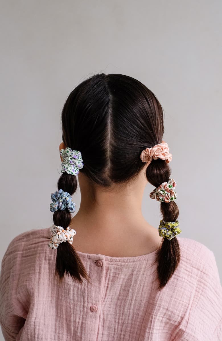 Mimi & Lula Set of 6 Spring Floral Scrunchies, Alternate, color, Medium Beige