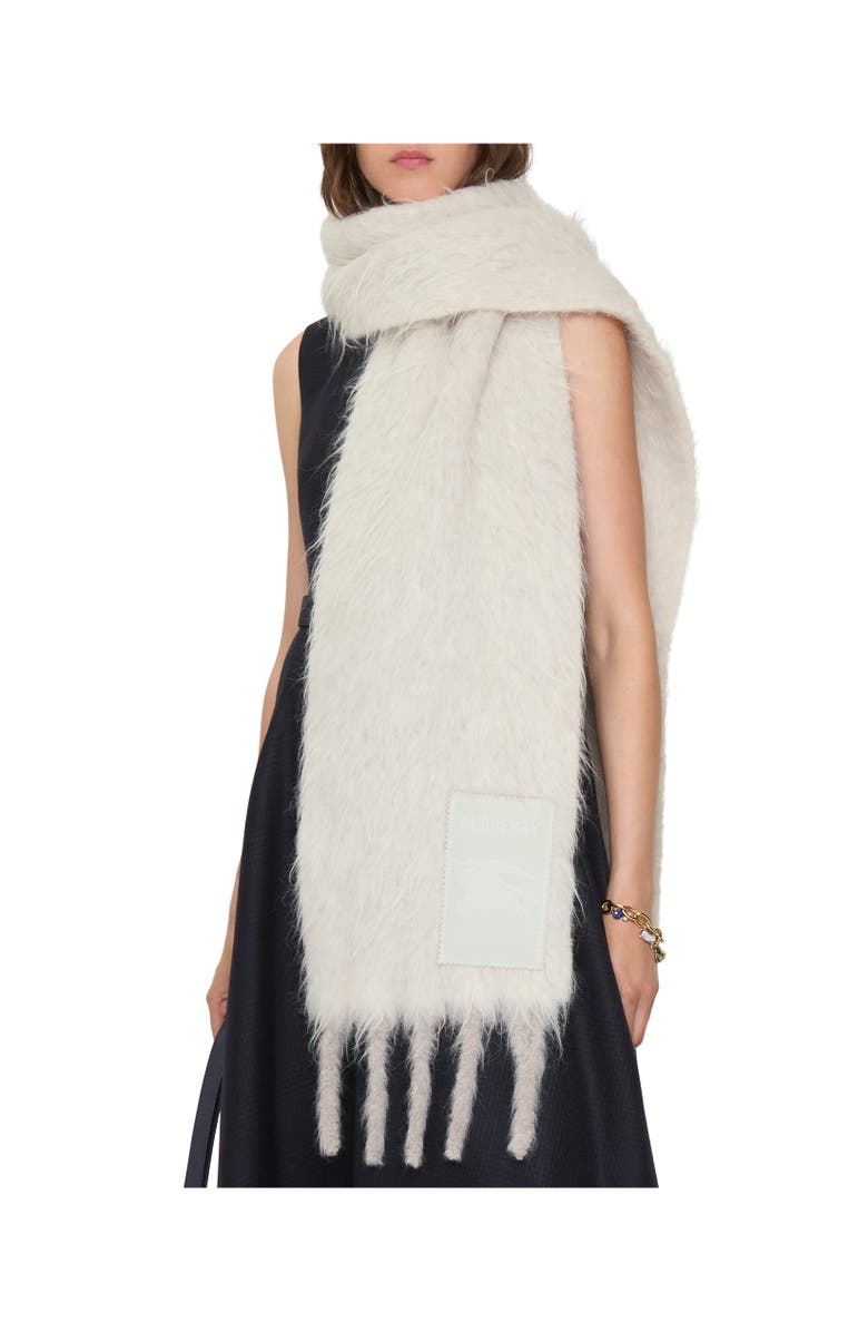 Burberry Alpaca Wool Blend Scarf, Alternate, color, Alpine White