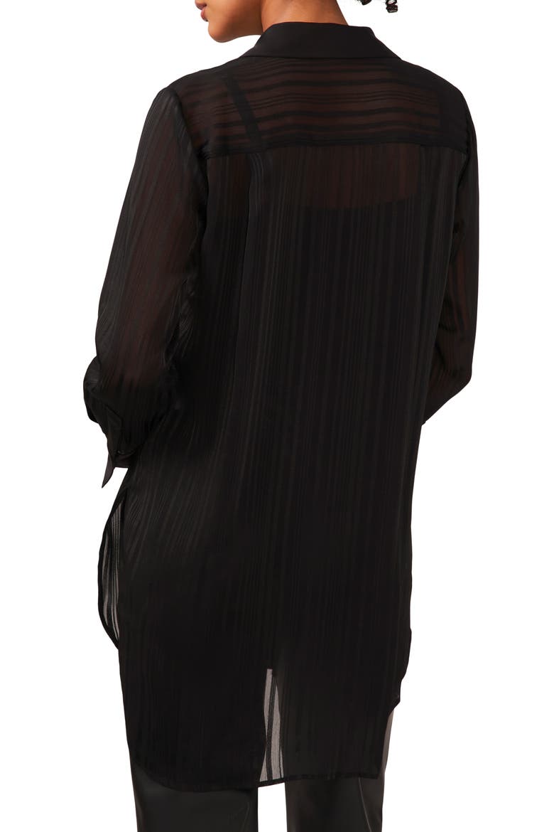 Variegated Tonal Stripe Button-Up Tunic Shirt, Alternate, color, RICH BLACK 060