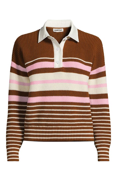 Lands' End Drifter Rugby With Woven Collar Sweater In Multi