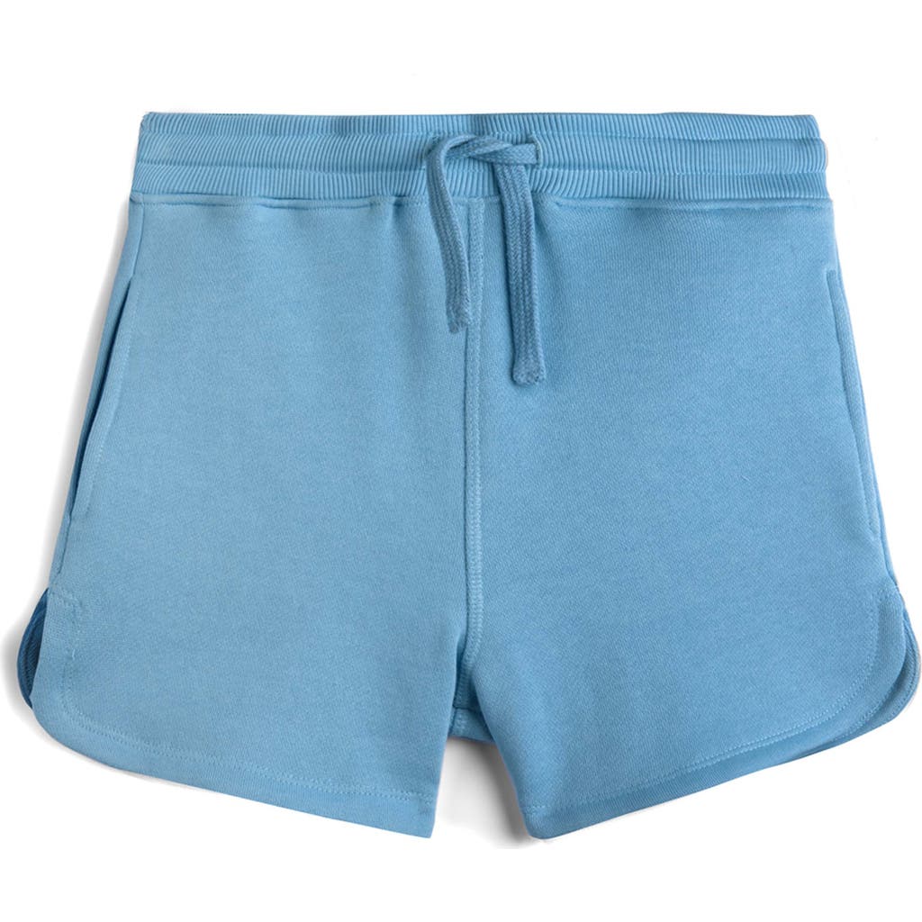 Mightly Organic Cotton Drawstring Track Shorts In Blue