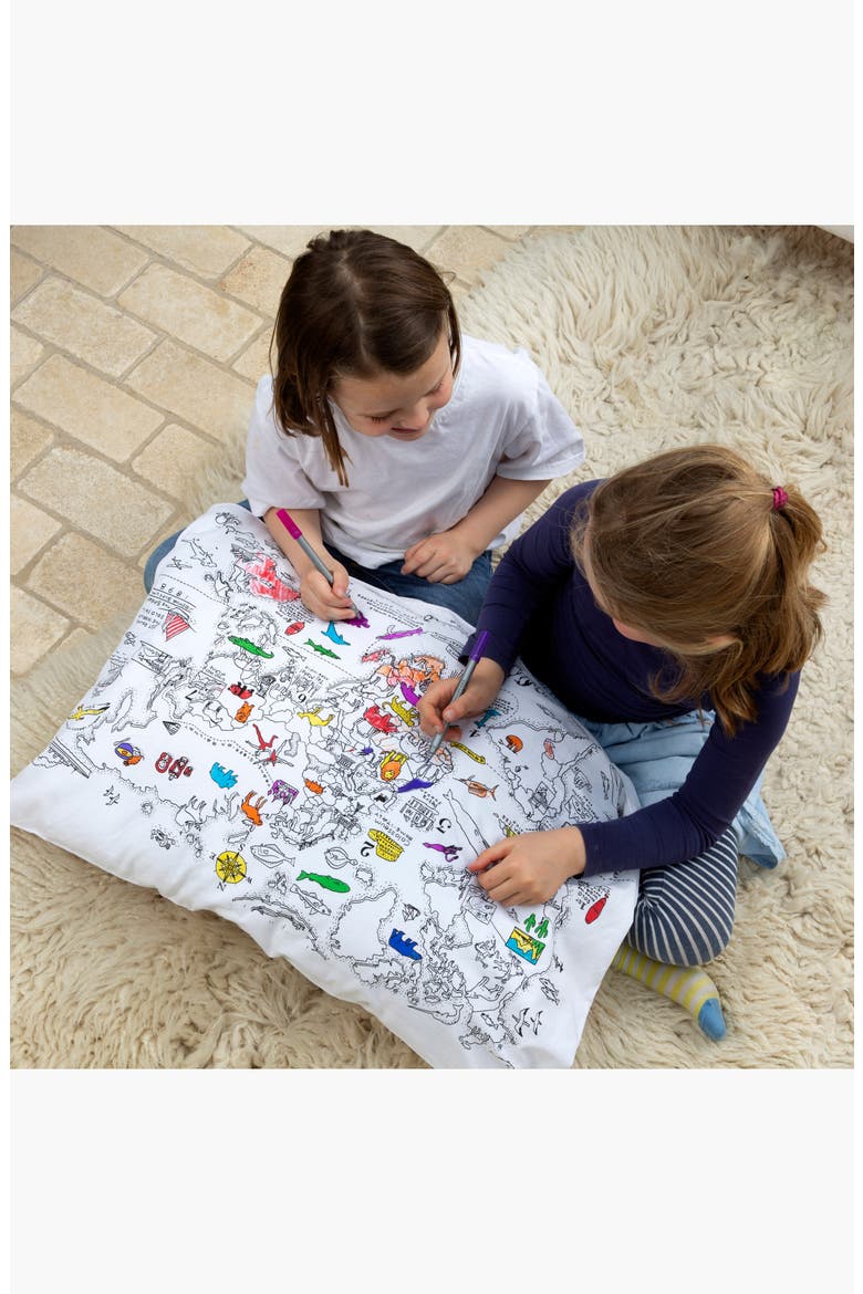 Color Your Own Pillowcase World Map, Alternate, color, White