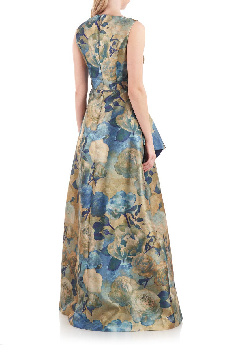 Kay Unger Selene Floral Ruffle Gown, Alternate, color,