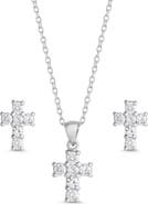 Lily Nily Kids' Cubic Zirconia Pendant Necklace & Stud Earrings Set