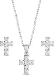 Lily Nily Kids' Cubic Zirconia Pendant Necklace & Stud Earrings Set