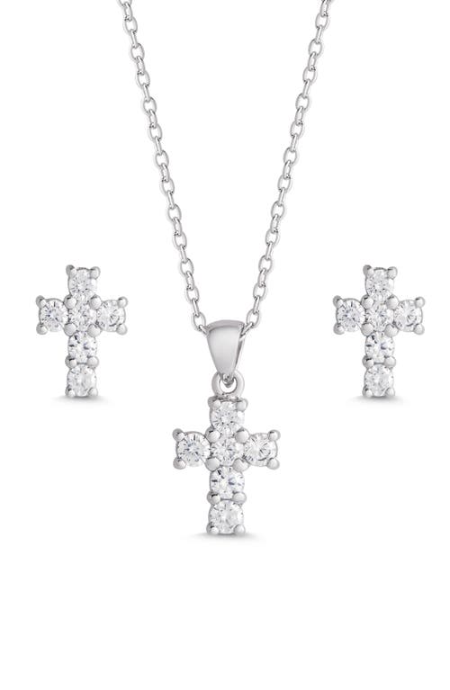 Lily Nily Kids' Cubic Zirconia Pendant Necklace & Stud Earrings Set in Silver 