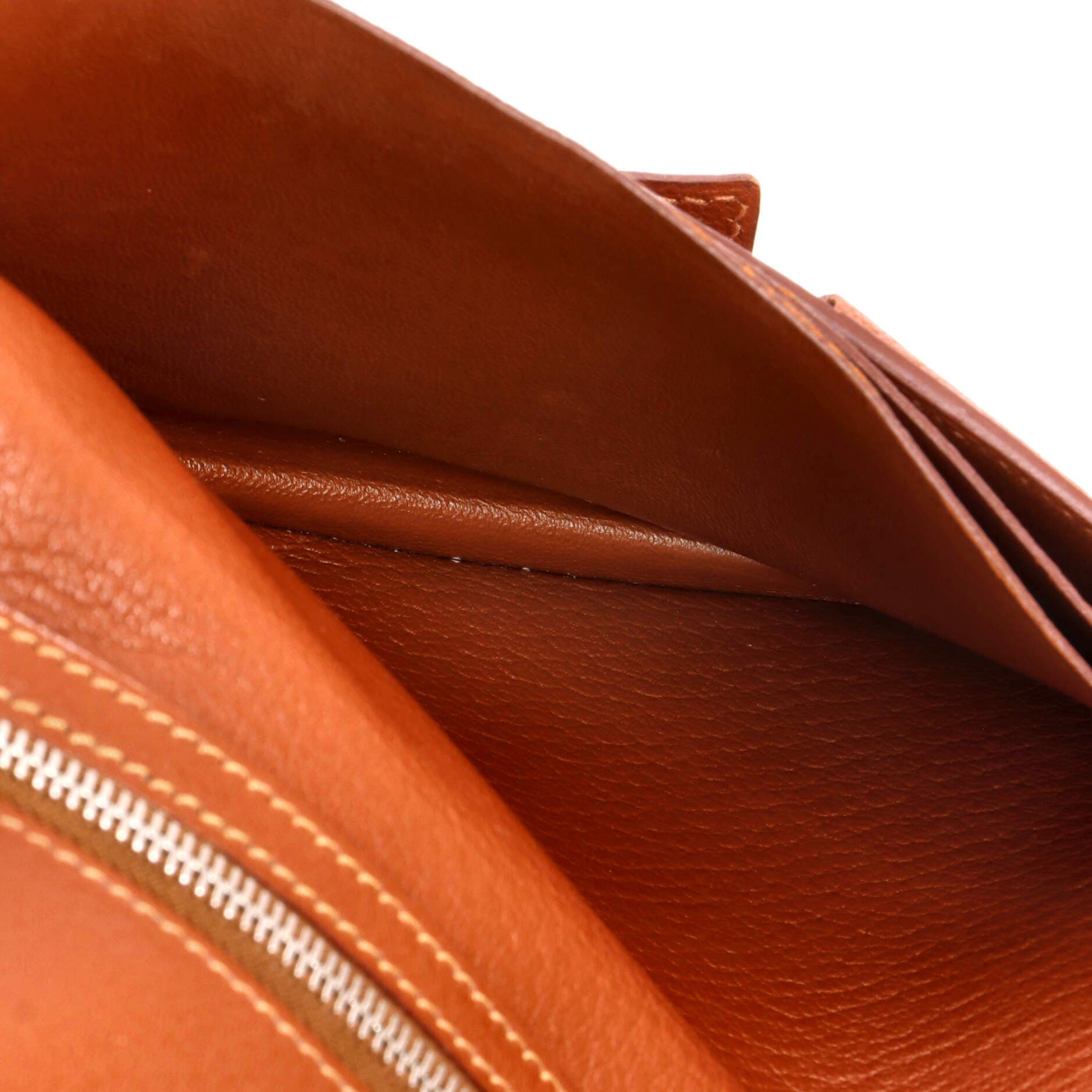 Pre-Owned Hermes Bearn Wallet Chevre Mysore Long, Alternate, color, Feu