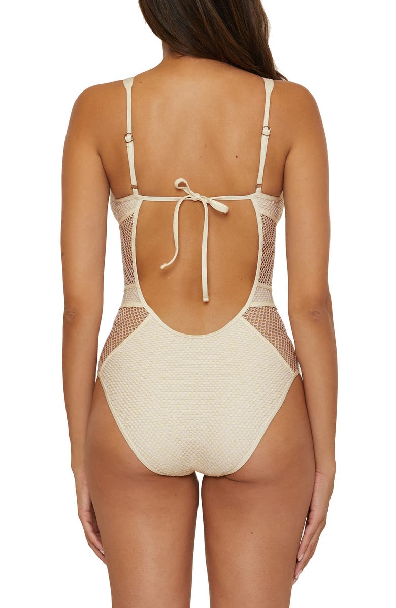 Becca Network Mesh One-Piece Swimsuit, Alternate, color, Ecru