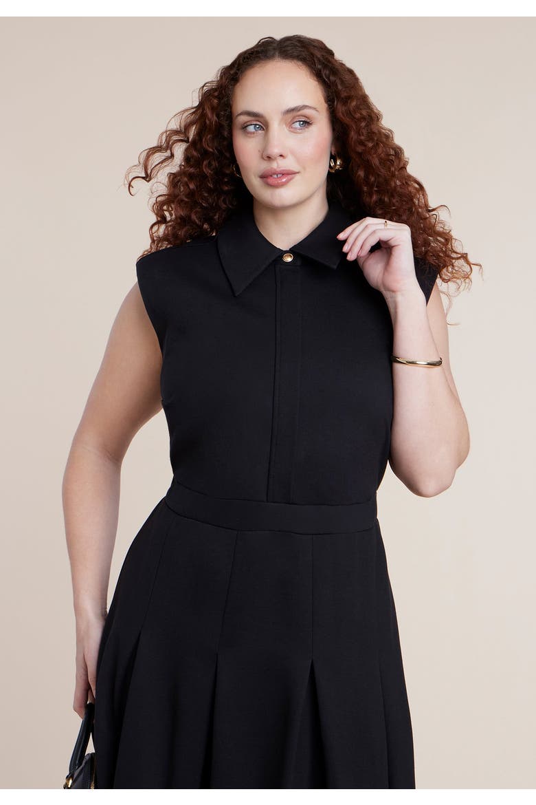 Ponte Sleeveless Midi Shirt Dress, Alternate, color, BLACK ONYX