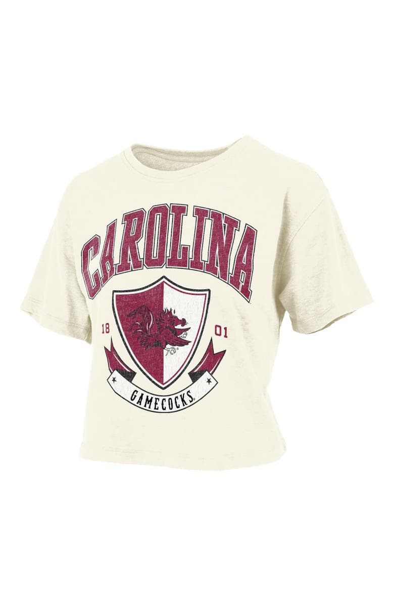PRESSBOX Women's Pressbox Cream South Carolina Gamecocks Buckler Vintage Cropped T-Shirt, Alternate, color, Cream