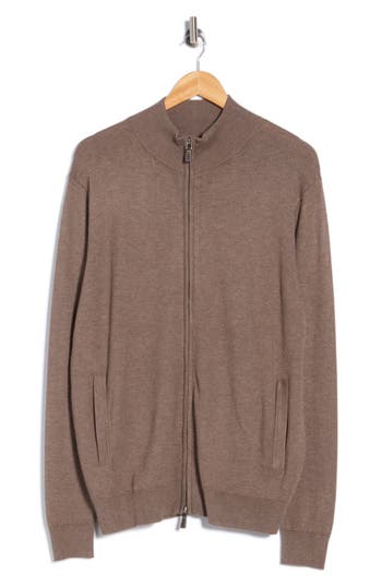Tom Baine Zip Sweater In Brown