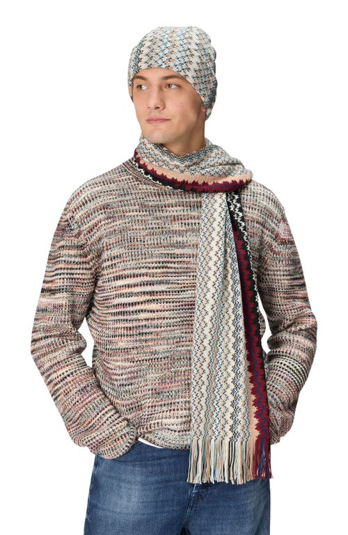 Missoni Wool Blend Shawl With Fringes In Neutral