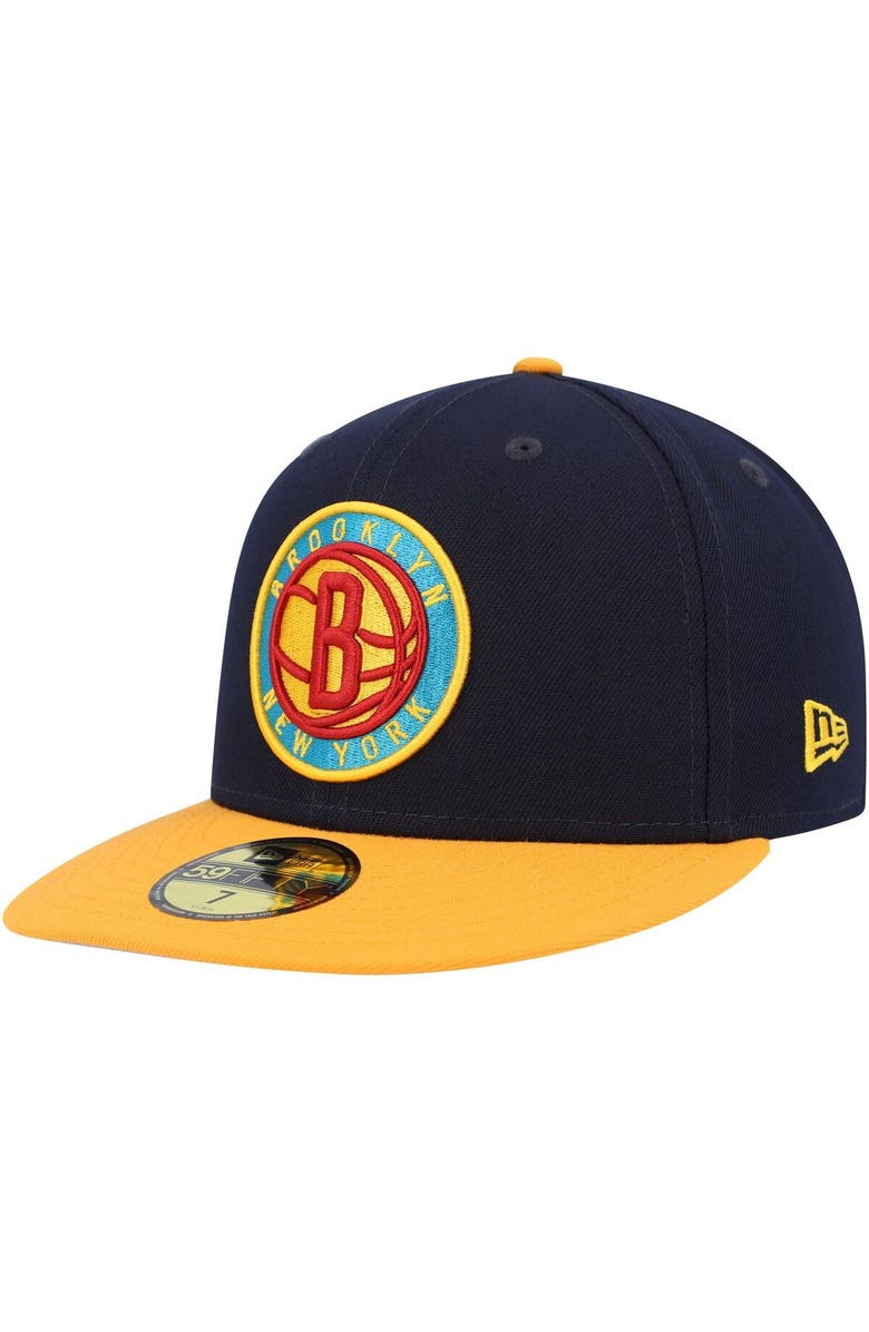 New Era Men's New Era Navy/Gold Brooklyn Nets Midnight 59FIFTY Fitted Hat, Alternate, color, 