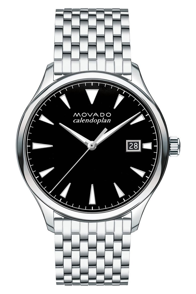 Heritage Calendoplan Bracelet Watch, 40mm, Main, color, SILVER/ BLACK