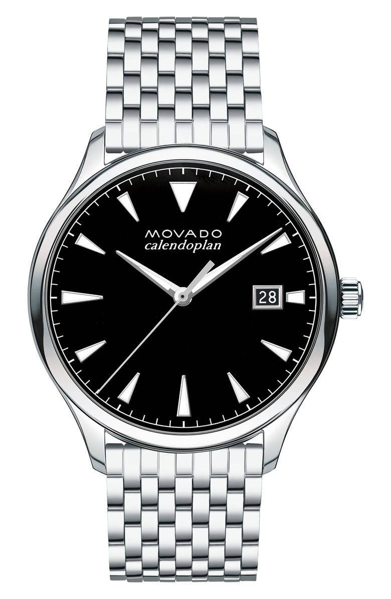 Movado Heritage Calendoplan Bracelet Watch, 40mm, Main, color,