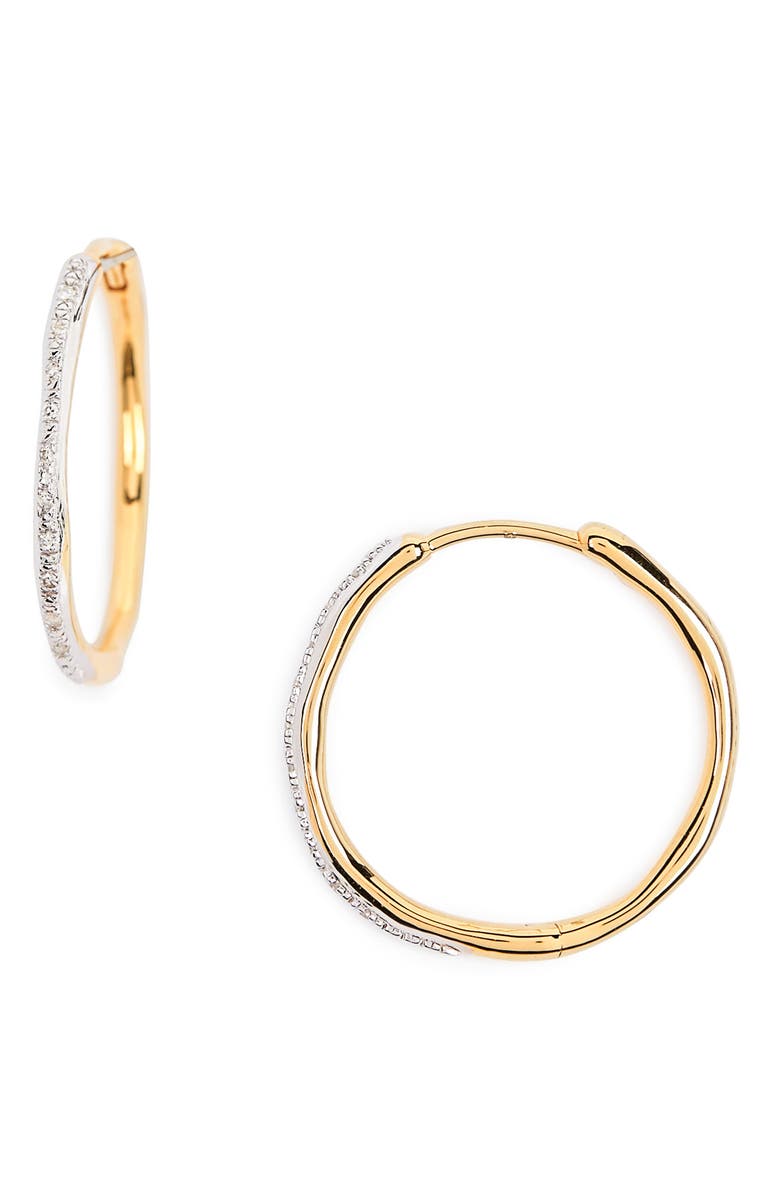 Monica Vinader Riva Wave Diamond Hoop Earrings, Main, color,