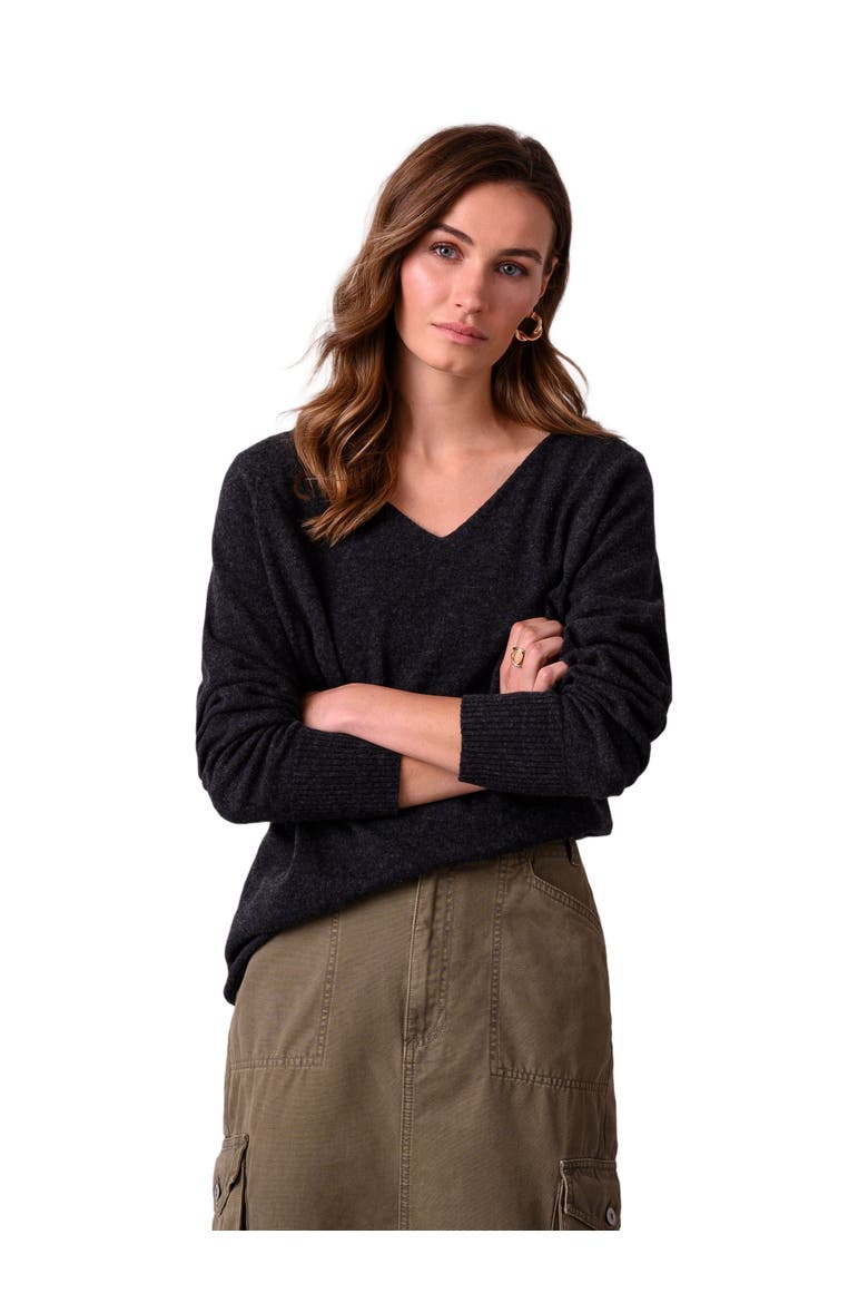 Geelong Wool Slouch V-Neck Sweater, Main, color, CHARCOAL