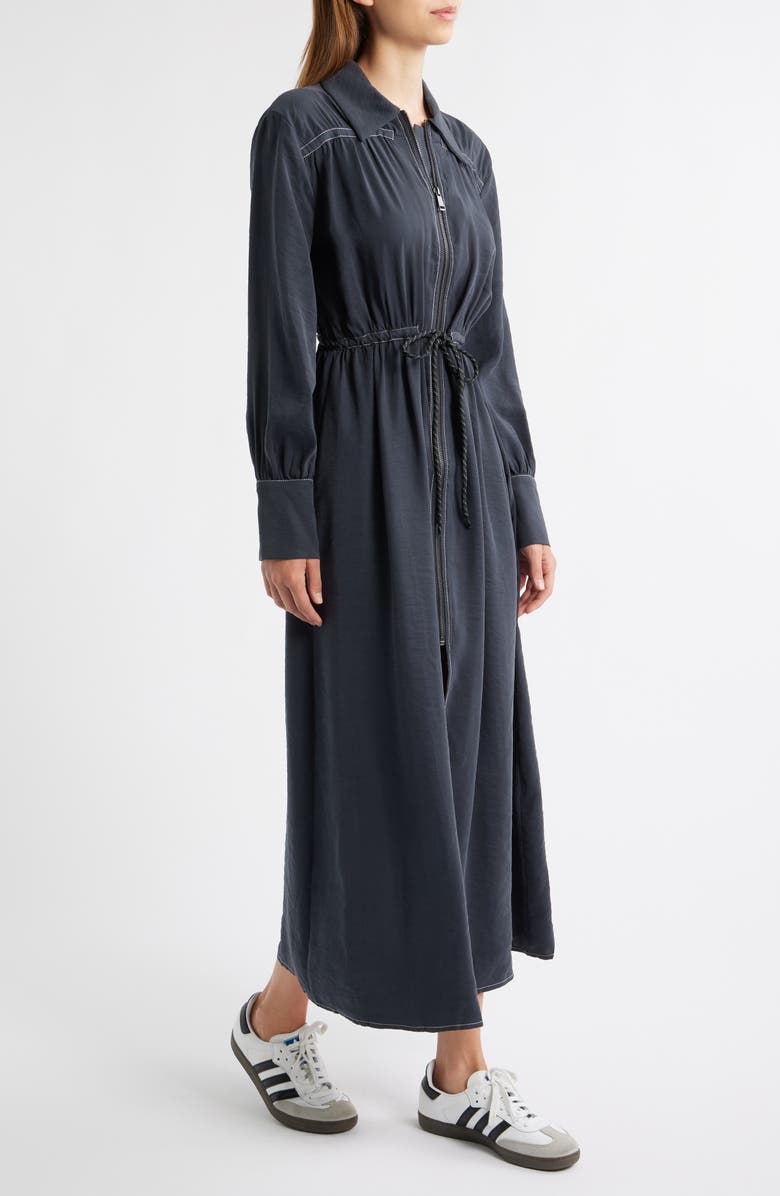 Topshop Long Sleeve Midi Shirtdress, Alternate, color,