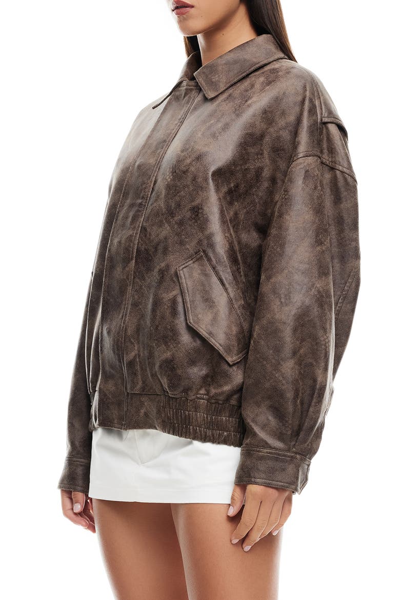 Kenny Faux Leather Bomber Jacket, Alternate, color, CHOCOLATE