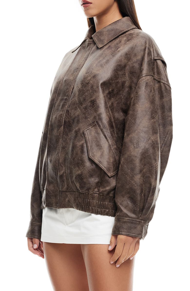 LIONESS Kenny Faux Leather Bomber Jacket, Alternate, color, 