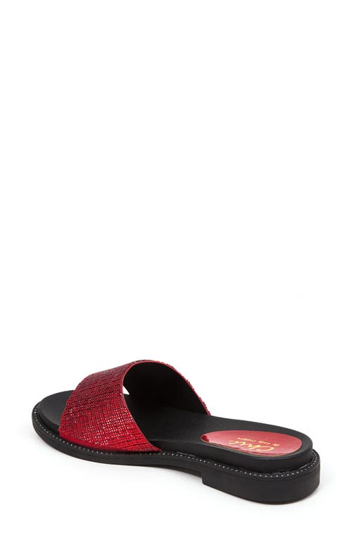Lady Couture Rhinestone Slide Sandal In Red