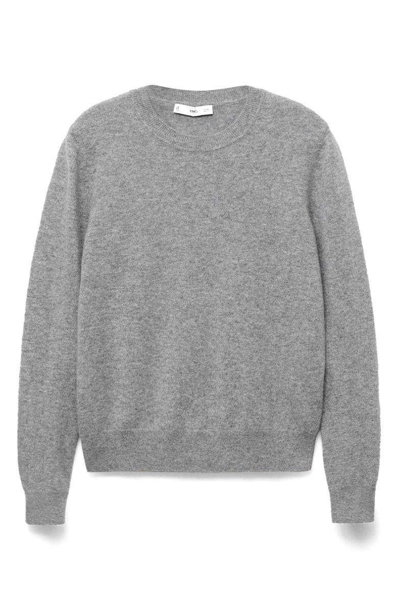 MANGO Selection Crewneck Cashmere Sweater, Main, color, Medium Heather Grey