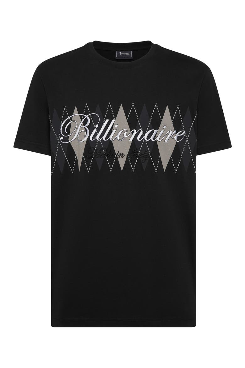 Embroidered T-Shirt Round Neck Ss Men, Main, color, black