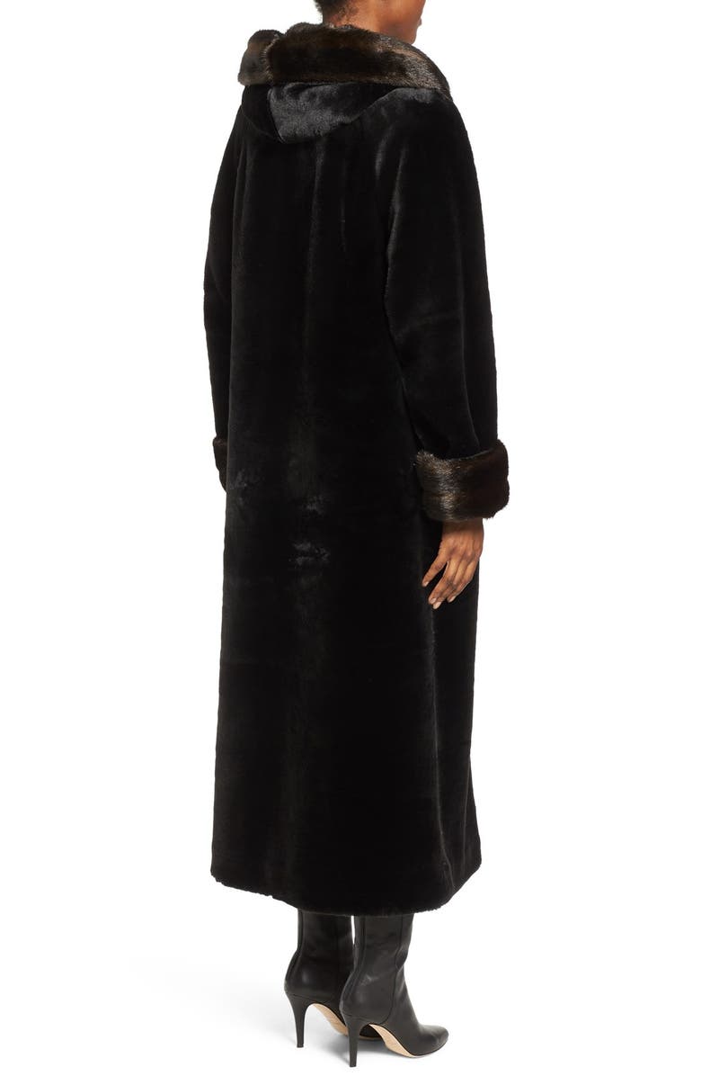 Gallery Hooded Full-Length Faux Fur Coat, Alternate, color, 
