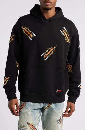 Icecream Rockets Embroidered Hoodie In Black