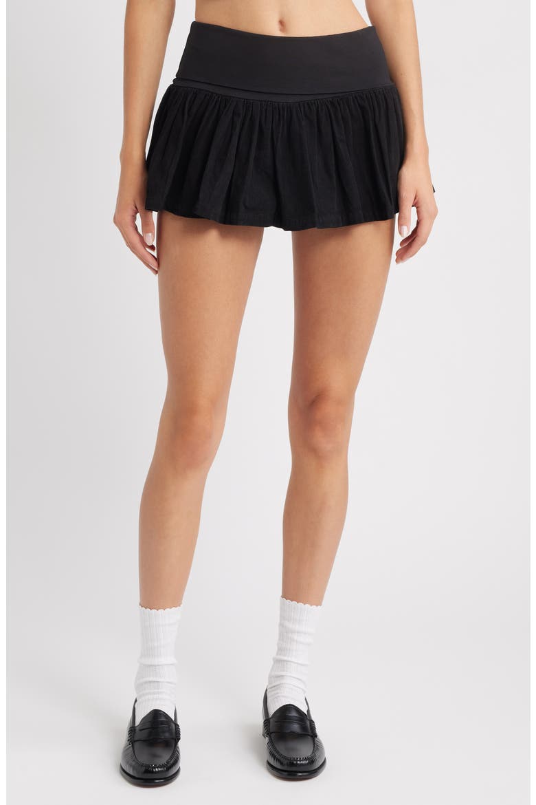 Byrdie Stretch Cotton Miniskort, Main, color, BLACK
