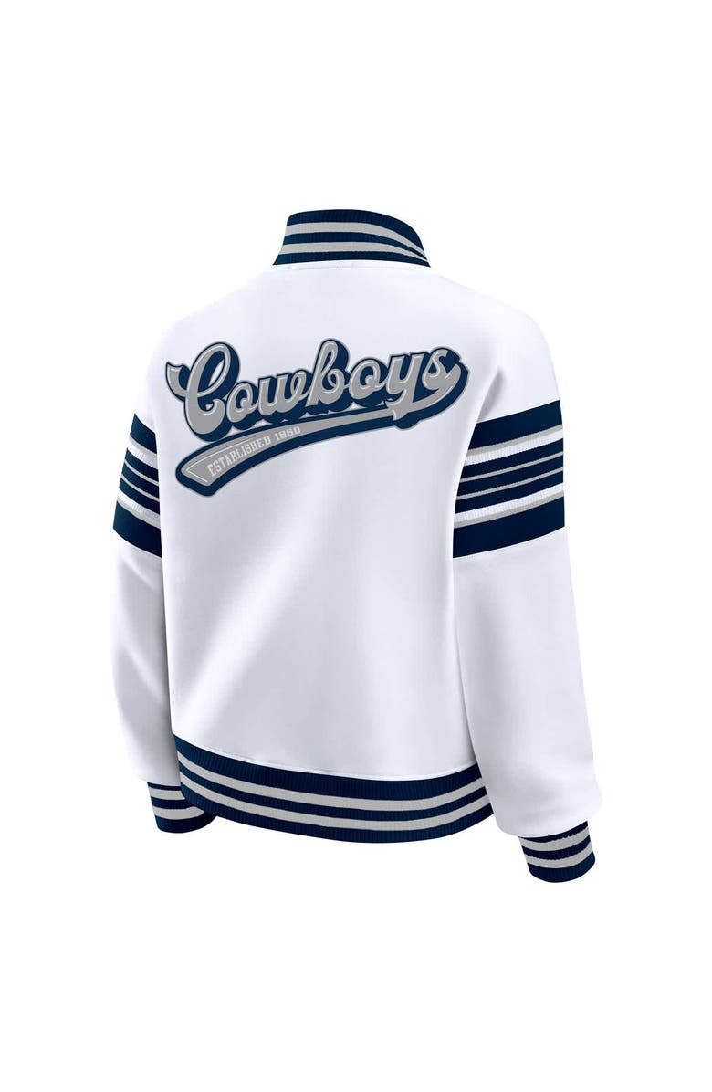 WEAR by Erin Andrews Women's WEAR by Erin Andrews White Dallas Cowboys Plus Size Full-Snap Fleece Sweatshirt Jacket, Alternate, color, White