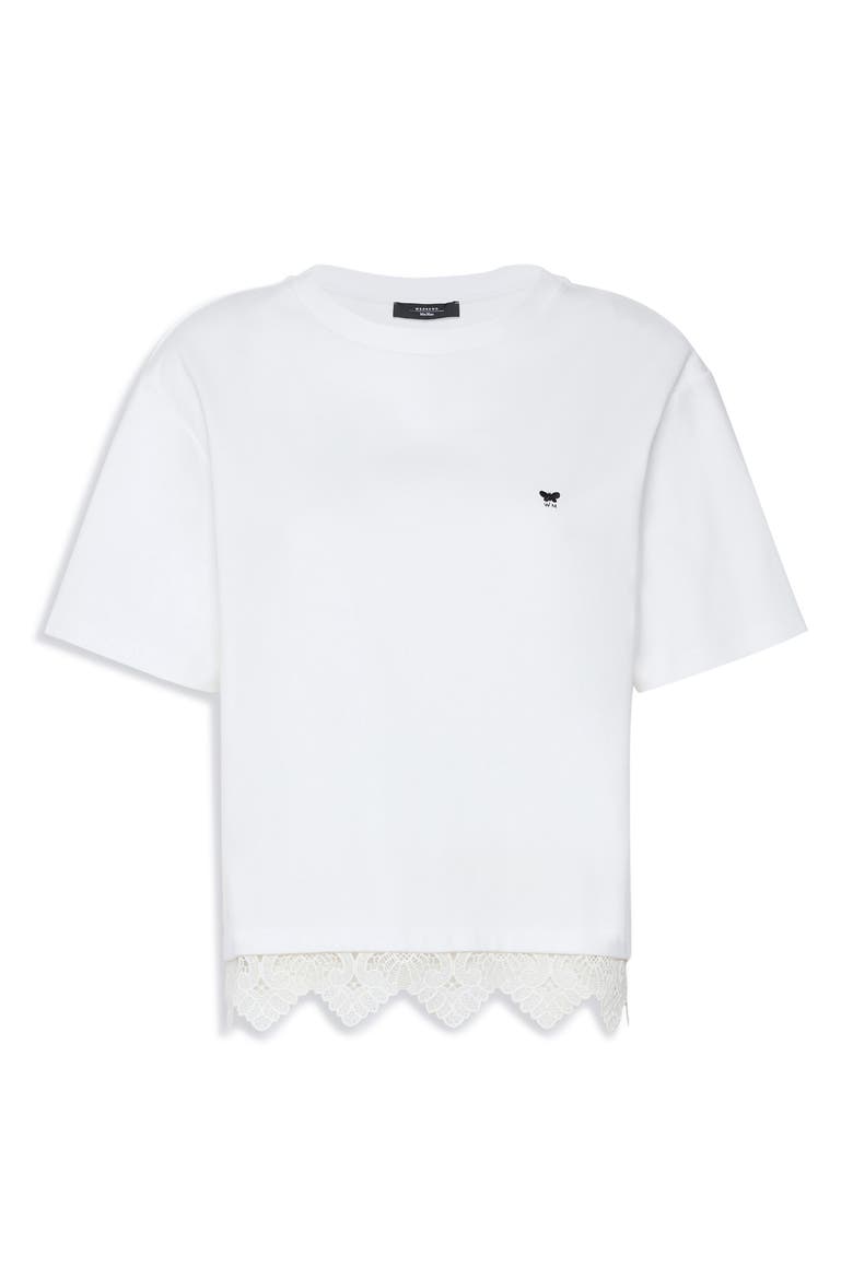 Sala Lace Hem Cotton T-Shirt, Alternate, color, WHITE