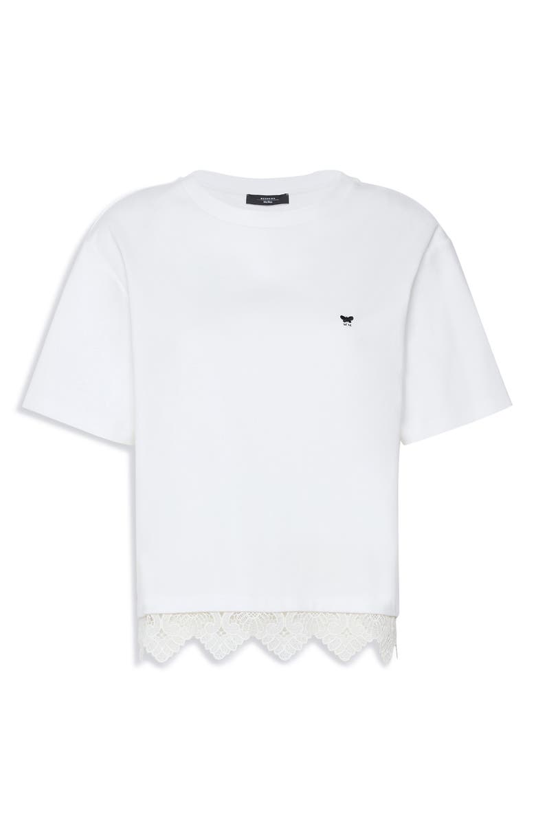 Weekend Max Mara Sala Lace Hem Cotton T-Shirt, Alternate, color, White