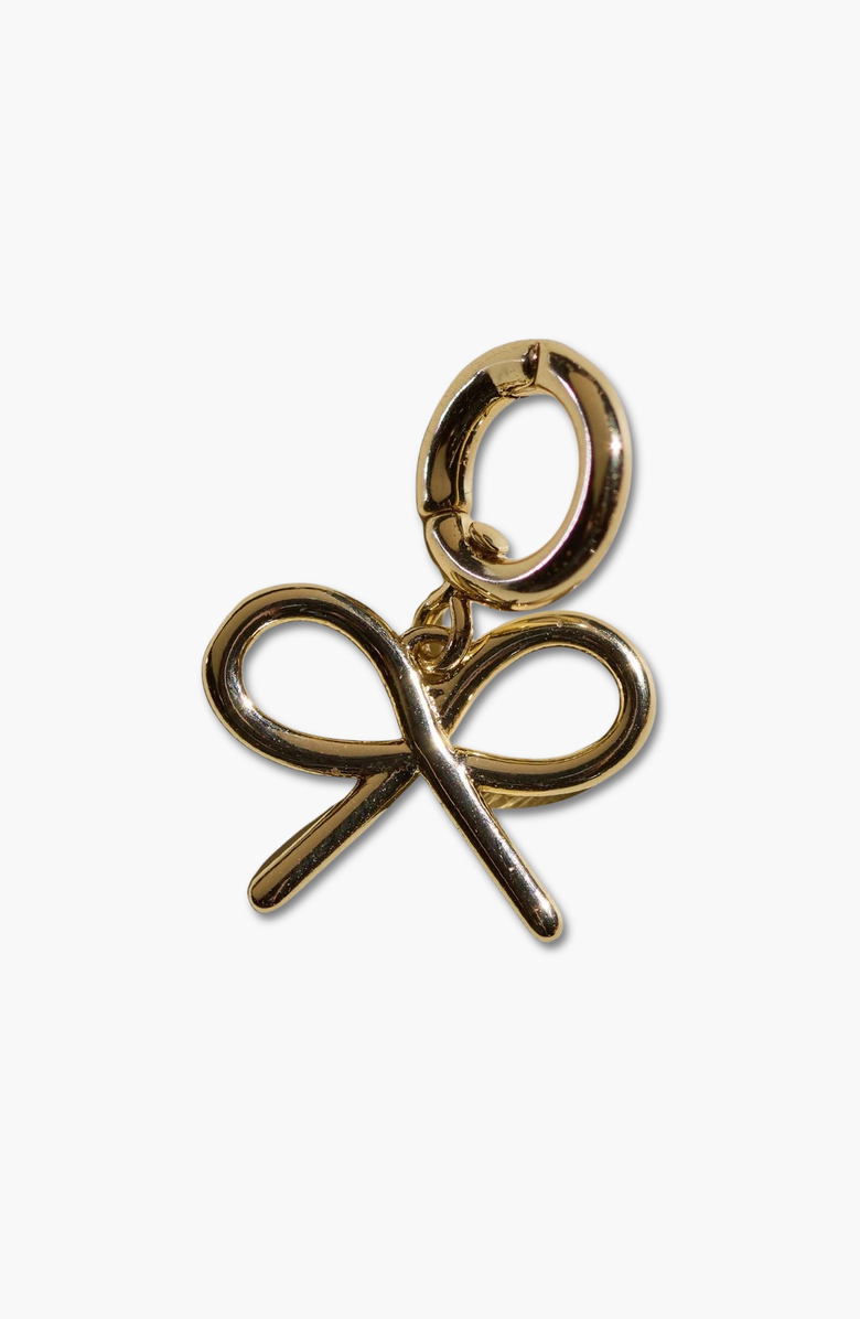 Nickel & Suede Bow Charm, Main, color, Gold