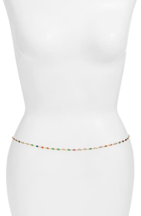 Rainbow Crystal Station Belly Chain