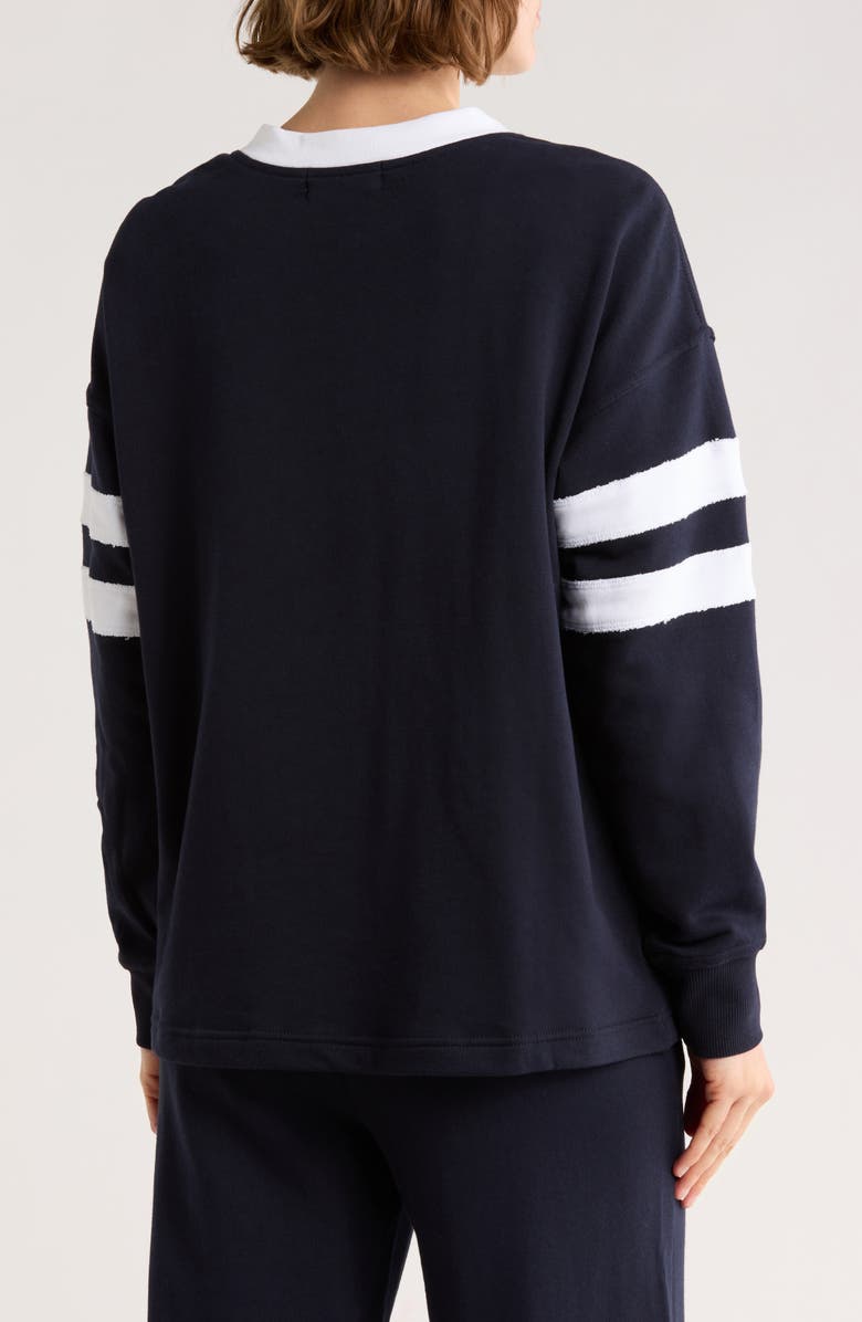 Faith Connexion Oversized French Terry Varsity Cardigan, Alternate, color, Night Sky/ Bright White