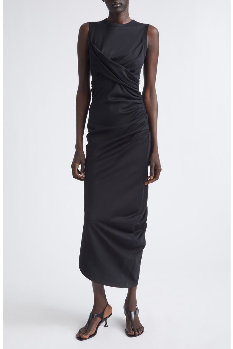 Zafira Mercerized Cotton Jersey Midi Dress, Main, color, BLACK