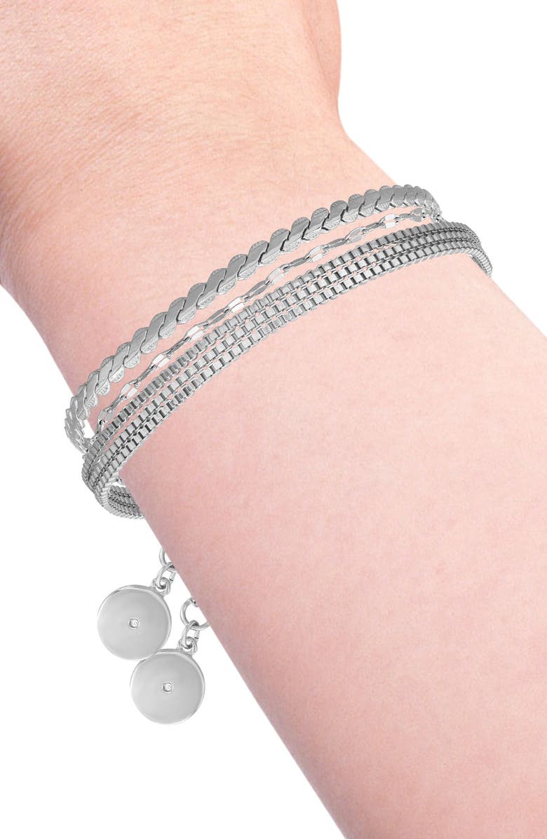 Vince Camuto Set of 3 Assorted Chain Bracelets, Alternate, color, Silver Tone