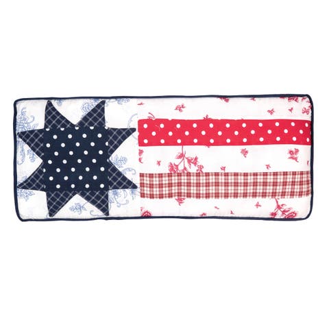 Patriotic Quilted Star Patchwork Accent Pillow, 10" x 24"