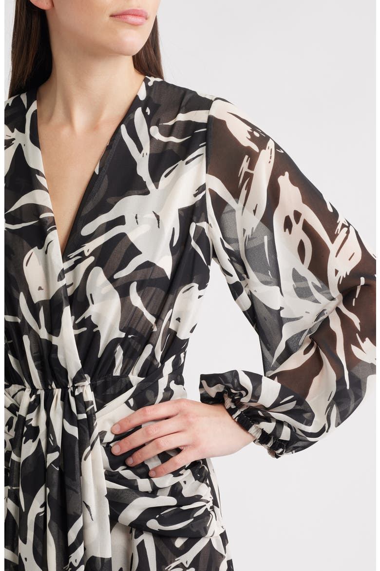 Simin Floral Long Sleeve Georgette Gown, Alternate, color, STT662V1 BIANCA